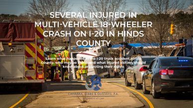 Several Injured in Multi-Vehicle 18-Wheeler Crash on I-20 in Hinds County