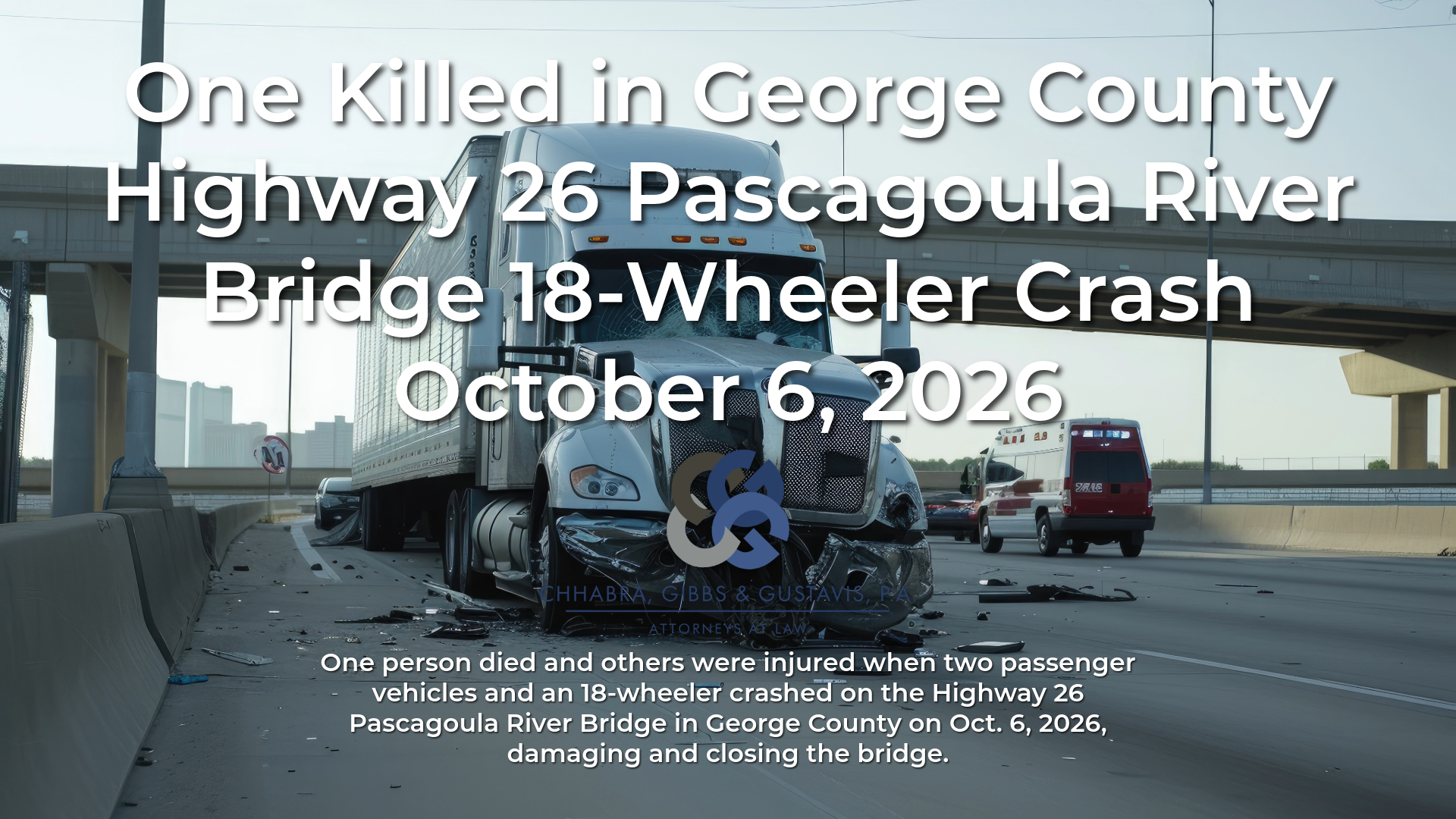 One Killed in George County Highway 26 Pascagoula River Bridge 18-Wheeler Crash October 6, 2026