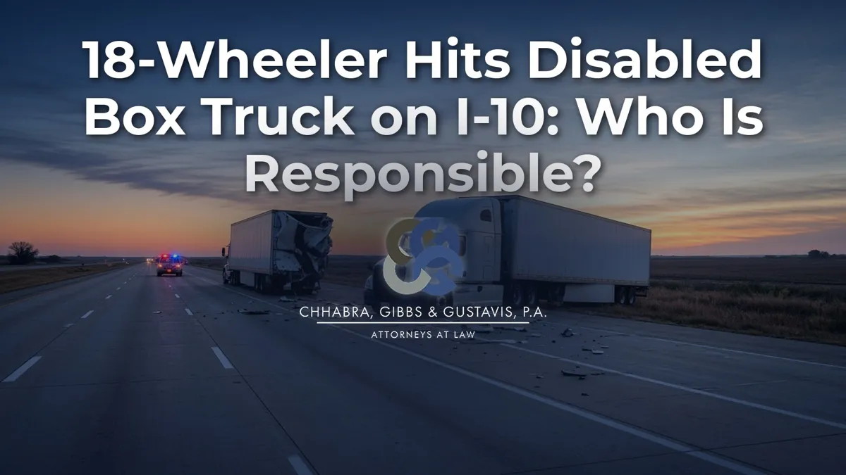 18-Wheeler Hits Disabled Box Truck on I-10: Who Is Responsible?