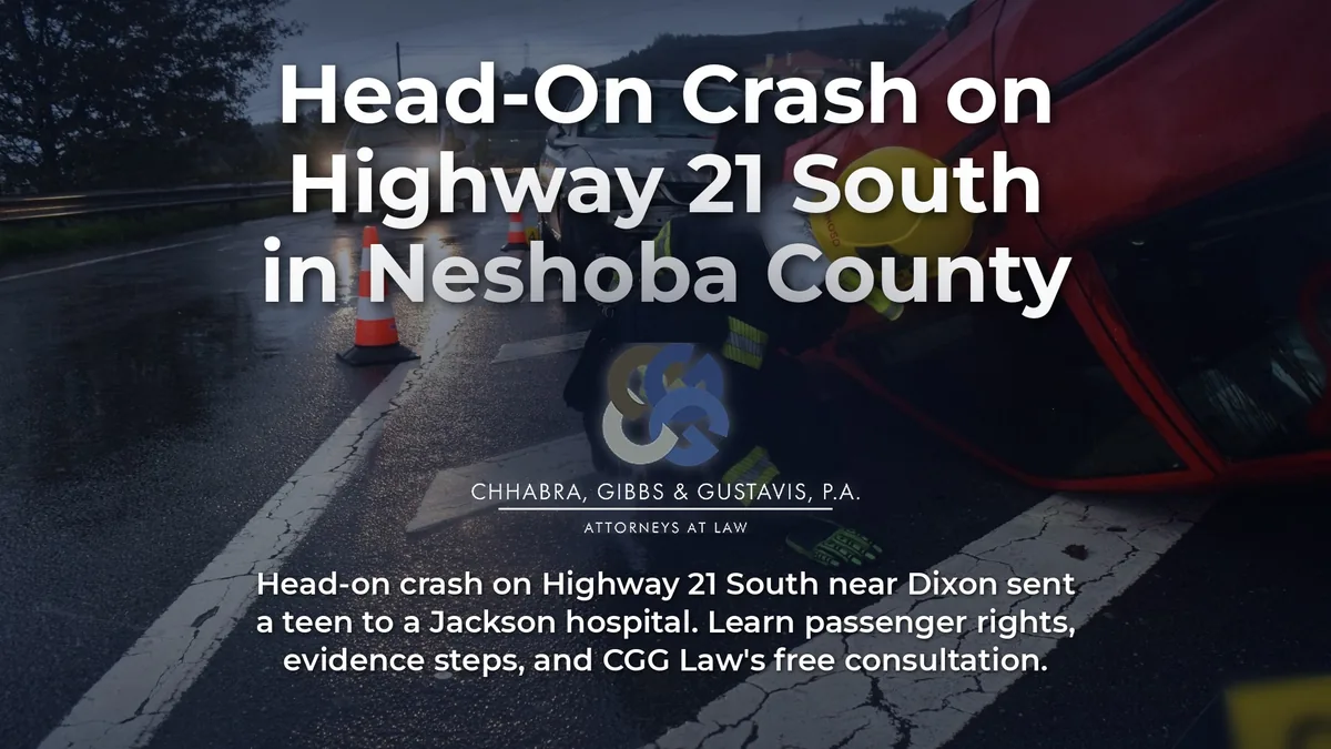 Choque frontal en la Carretera 21 Sur del condado de Neshoba, cerca de Dixon: un pasajero adolescente fue trasladado en helicóptero al Jackson
