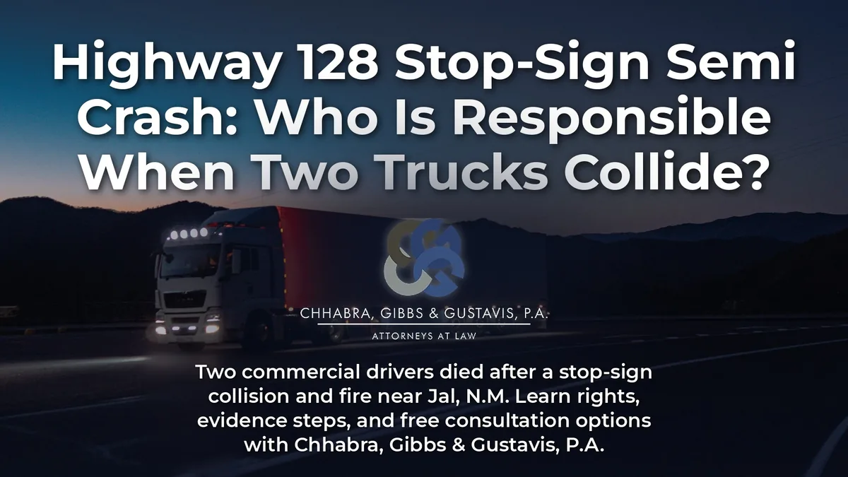 Highway 128 Stop-Sign Semi Crash: Who Is Responsible When Two Trucks Collide?