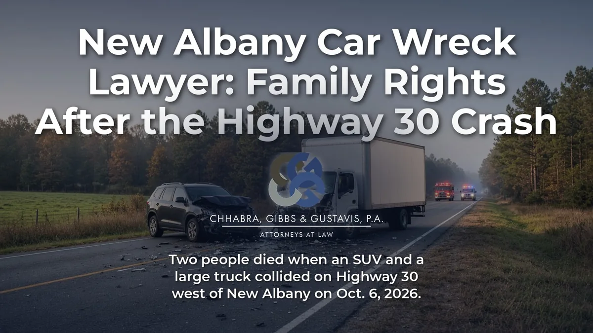 Abogado especializado en accidentes automovilísticos en New Albany: ¿Qué derechos tienen las familias tras el accidente en la Carretera 30?
