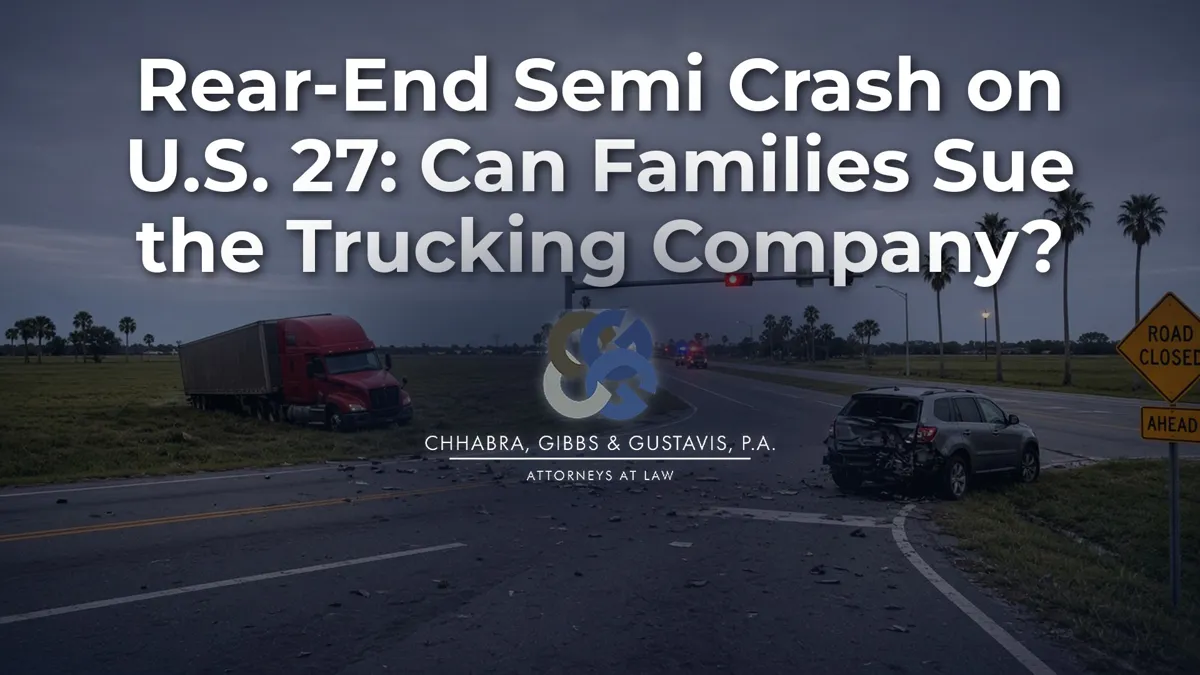 Rear-End Semi Crash on U.S. 27: Can Families Sue the Trucking Company?